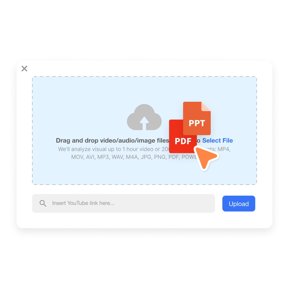 Convert PPT to video by uploading your PowerPoint or PDF file into Visla’s video creation tool.